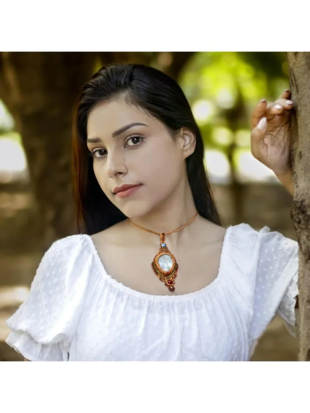 Handmade Macrame Necklace for Women | Adjustable Amazonite Healing Pendant